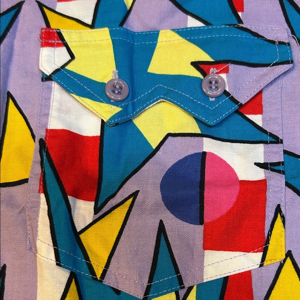 NWT Vintage Union Bay  Shirt with post modern geometric colors pop design - Picture 2 of 10